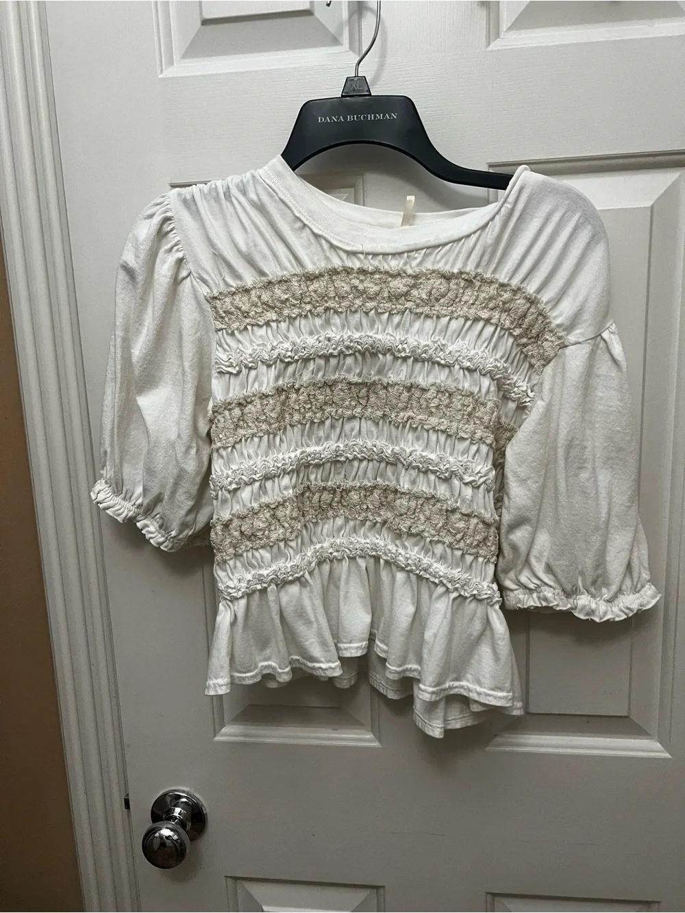 Free people Maxey Smocked Ruffle Peplum Top in Cream